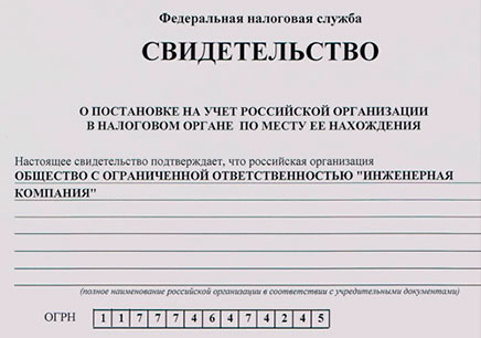 Свидетельство регистрации организации